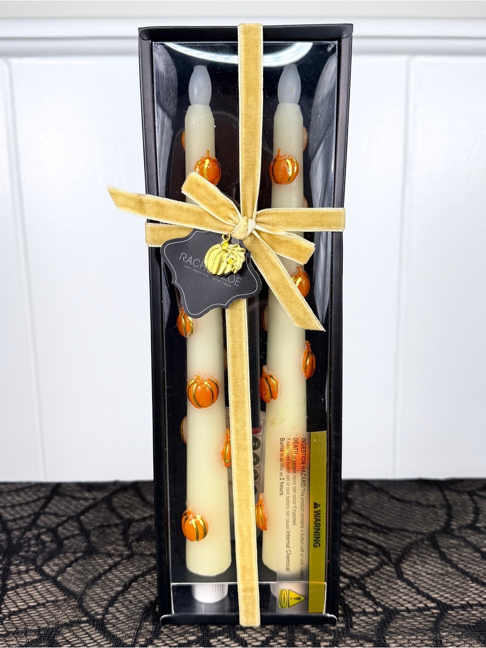 NEW Rachel Zoe 11” Pumpkin LED Halloween Taper Candles